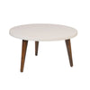 24" Modern Coffee Table, Round Off White MDF Top, Tapered Brown Mango Wood Legs By The Urban Port