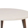 24" Modern Coffee Table, Round Off White MDF Top, Tapered Brown Mango Wood Legs By The Urban Port