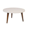 24 Modern Coffee Table Round Off White MDF Top Tapered Brown Mango Wood Legs By The Urban Port UPT-225282