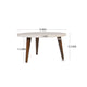 24" Modern Coffee Table, Round Off White MDF Top, Tapered Brown Mango Wood Legs By The Urban Port