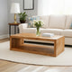 Keli 58 Inch Mango Wood Coffee Table, Open Cube, 1 Shelf, Natural Brown By The Urban Port