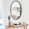 Oval Metal Wall Mirror with Framed Edges and Wooden Backing Black By The Urban Port UPT-228707