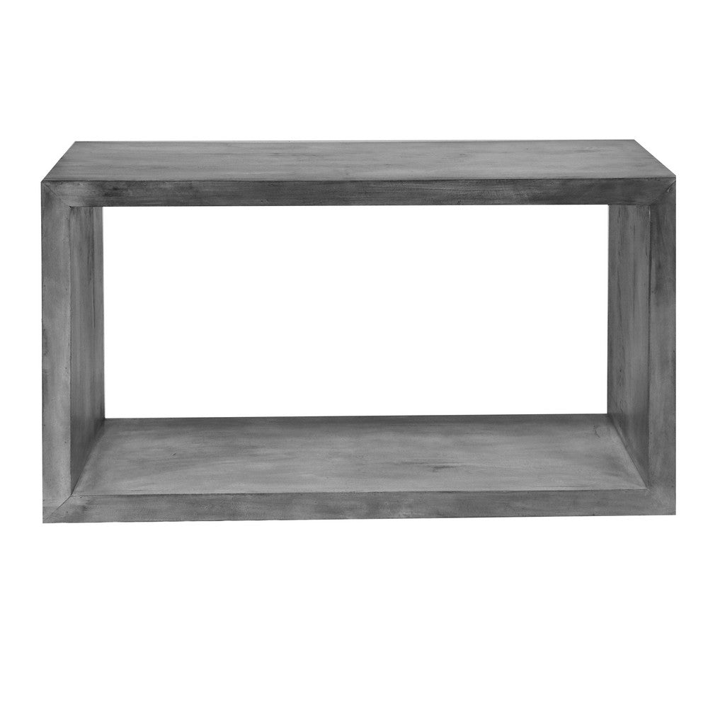 Keli 52 Inch Cube Shape Wooden Console Table with Open Bottom Shelf Charcoal Gray By The Urban Port UPT-230675