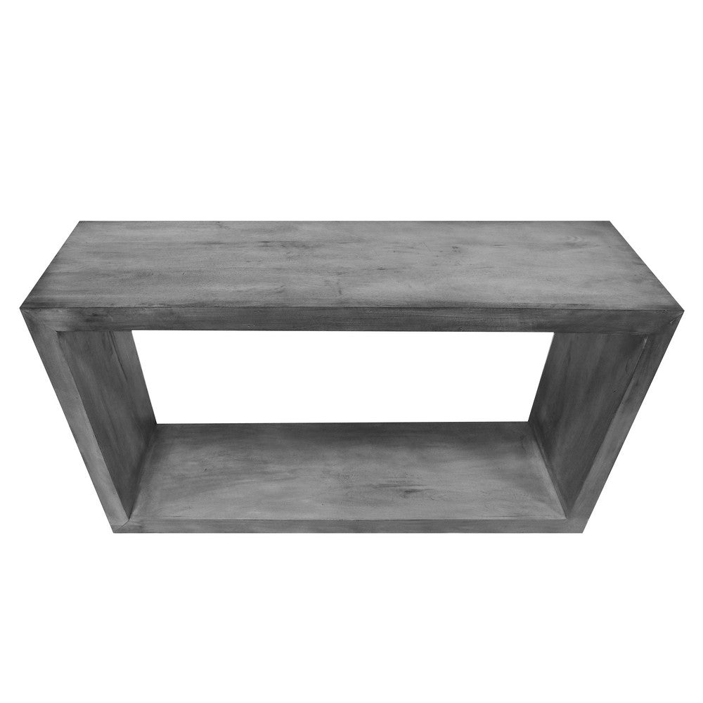 Keli 52 Inch Cube Shape Wooden Console Table with Open Bottom Shelf Charcoal Gray By The Urban Port UPT-230675