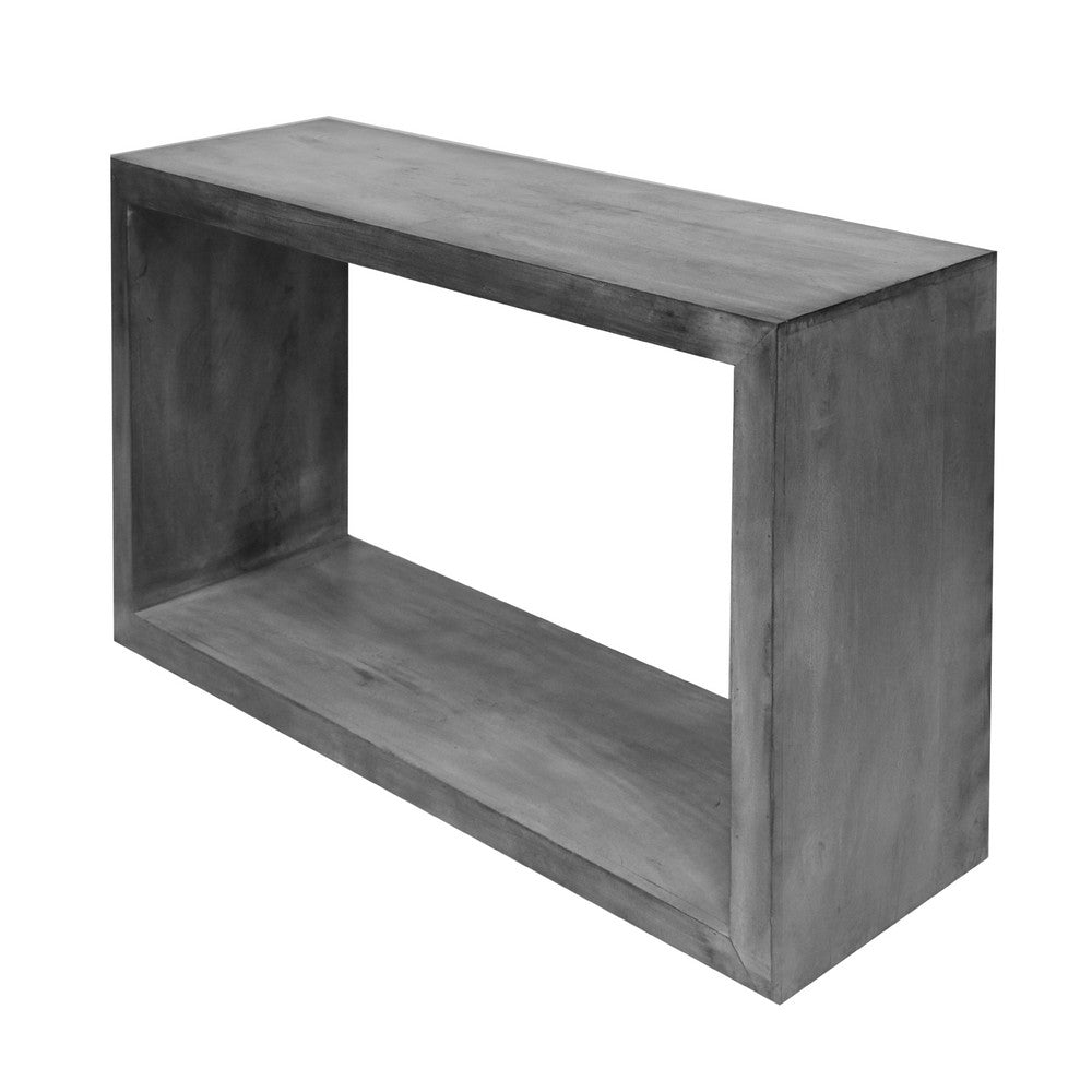 Keli 52 Inch Cube Shape Wooden Console Table with Open Bottom Shelf Charcoal Gray By The Urban Port UPT-230675