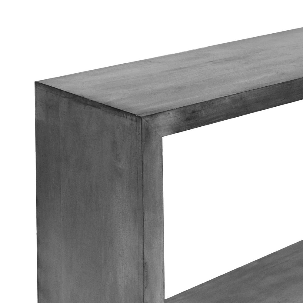 Keli 52 Inch Cube Shape Wooden Console Table with Open Bottom Shelf Charcoal Gray By The Urban Port UPT-230675