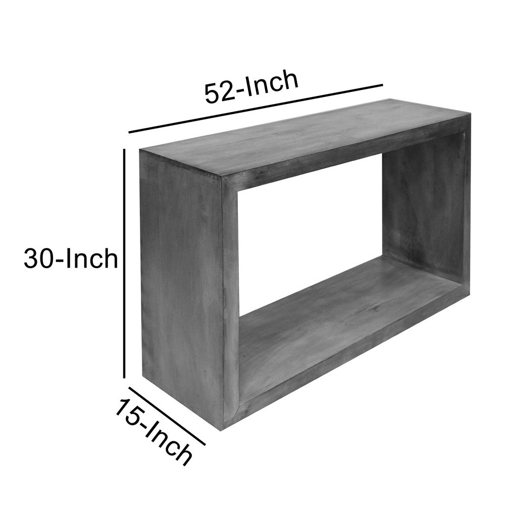 Keli 52 Inch Cube Shape Wooden Console Table with Open Bottom Shelf Charcoal Gray By The Urban Port UPT-230675