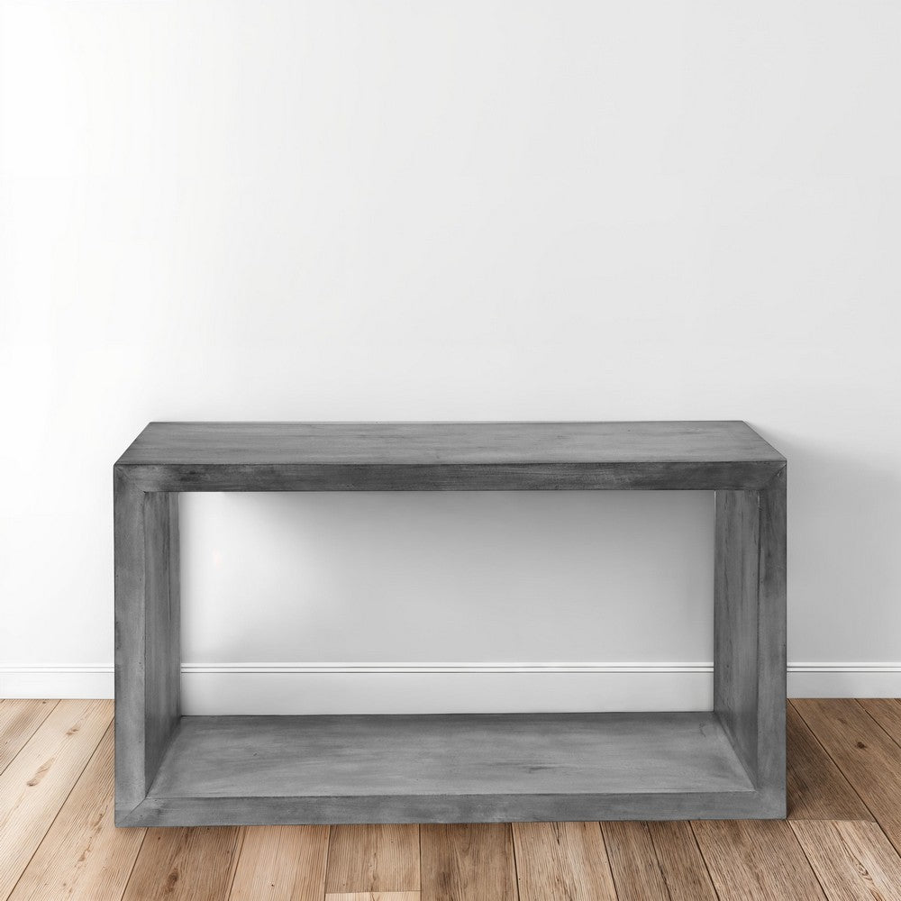 Keli 52 Inch Cube Shape Wooden Console Table with Open Bottom Shelf Charcoal Gray By The Urban Port UPT-230675