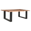 45 Inch Acacia Farmhouse Coffee Table, Live Edges, Metal Sled Base, Brown and Black By The Urban Port
