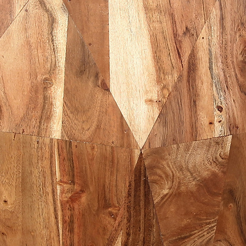 Bon 22 Inch Artisanal End Side Table Multifaceted Solid Acacia Wood Octagon Top Natural Brown By The Urban Port UPT-238449