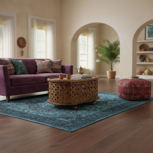 36 Inch Handcrafted Oval Coffee Table, Intricate Cutout Design, Antique Brown By The Urban Port