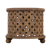 36 Inch Handcrafted Oval Coffee Table, Intricate Cutout Design, Antique Brown By The Urban Port