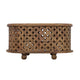 36 Inch Handcrafted Oval Coffee Table, Intricate Cutout Design, Antique Brown By The Urban Port