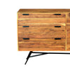 58 Inch Acacia Wood Sideboard with 6 Drawers and Iron Base, Brown - UPT-242817
