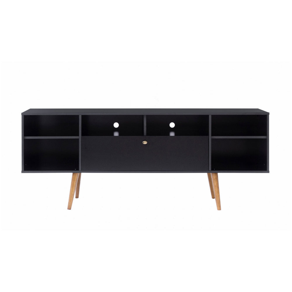 63 Inch TV Entertainment Media console with Drop Down Cabinet Black Brown By The Urban Port UPT-262092