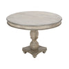 42 Inch Handcrafted Mango Wood Dining Table, Pedestal Base, Round Molded Top, Washed White, Gray By The Urban Port