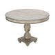 42 Inch Handcrafted Mango Wood Dining Table, Pedestal Base, Round Molded Top, Washed White, Gray By The Urban Port