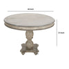 42 Inch Handcrafted Mango Wood Dining Table, Pedestal Base, Round Molded Top, Washed White, Gray By The Urban Port