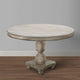 42 Inch Handcrafted Mango Wood Dining Table, Pedestal Base, Round Molded Top, Washed White, Gray By The Urban Port