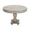 42 Inch Handcrafted Mango Wood Dining Table, Pedestal Base, Round Molded Top, Washed White, Gray By The Urban Port