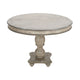 42 Inch Handcrafted Mango Wood Dining Table, Pedestal Base, Round Molded Top, Washed White, Gray By The Urban Port