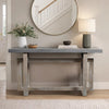 59 Inch Artisan Sideboard Console Table with Geometric Interlocked Base, Distressed Matte Gray By The Urban Port