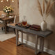 59 Inch Artisan Sideboard Console Table with Geometric Interlocked Base, Distressed Matte Gray By The Urban Port