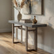 59 Inch Artisan Sideboard Console Table with Geometric Interlocked Base, Distressed Matte Gray By The Urban Port