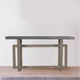 59 Inch Artisan Sideboard Console Table with Geometric Interlocked Base, Distressed Matte Gray By The Urban Port