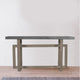 59 Inch Artisan Sideboard Console Table with Geometric Interlocked Base Distressed Matte Gray By The Urban Port UPT-262415