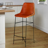 Bar Height Chair with Genuine Leather Upholstery Tubular Frame Tan Brown Black By The Urban Port UPT-263267