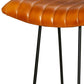 Industrial Barstool with Curved Genuine Leather Seat and Tubular Frame Tan Brown and Black By The Urban Port UPT-263270