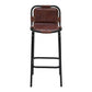 31 Inch Bar Height Chair Genuine Leather Upholstery Metal Frame Brown Black By The Urban Port UPT-263783