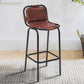 31 Inch Bar Height Chair Genuine Leather Upholstery Metal Frame Brown Black By The Urban Port UPT-263783