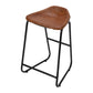 26 Inch Counter Height Bar Stool Genuine Leather Bucket Seat Metal Brown Black By The Urban Port UPT-263786