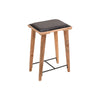 25 Inch Counter Height Bar Stool Genuine Leather Seat Mango Wood Frame Black Brown By The Urban Port UPT-263787