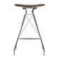 30 Inch Metal Frame Bar Stool Round Genuine Leather Seat Dark Brown Silver By The Urban Port UPT-263788