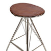 30 Inch Metal Frame Bar Stool Round Genuine Leather Seat Dark Brown Silver By The Urban Port UPT-263788