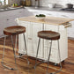 Ela 30 Inch Bar Stool with Mango Wood Saddle Seat, Iron Frame, Brown and Silver By The Urban Port