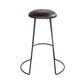 Uri 26 Inch Modern Counter Height Stool Genuine Leather Upholstery Metal Frame Baseball Stitching Black By The Urban Port UPT-266369