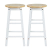 24 Inch Rubber Wood Counter Height Round Top Backless Bar Stool Set of 2 Brown and White By The Urban Port UPT-266393