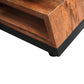 33 Inch Handcrafted Coffee Table Geometric Dark Walnut and Natural Mango Wood Frame Block Legs By The Urban Port UPT-270553