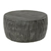 33 Inch Wooden Round Drum Coffee Table with Geometric Carved Pattern, Gray By The Urban Port
