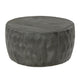 33 Inch Wooden Round Drum Coffee Table with Geometric Carved Pattern, Gray By The Urban Port