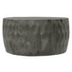 33 Inch Wooden Round Drum Coffee Table with Geometric Carved Pattern, Gray By The Urban Port