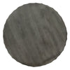 33 Inch Wooden Round Drum Coffee Table with Geometric Carved Pattern, Gray By The Urban Port