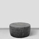33 Inch Wooden Round Drum Coffee Table with Geometric Carved Pattern, Gray By The Urban Port