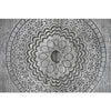 Zera 39 Inch Accent Cabinet with 2 Doors, Hand Carved Medallion, Sandblasted Gray Mango Wood, Black Iron Frame By The Urban Port