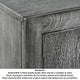 Zera 39 Inch Accent Cabinet with 2 Doors, Hand Carved Medallion, Sandblasted Gray Mango Wood, Black Iron Frame By The Urban Port