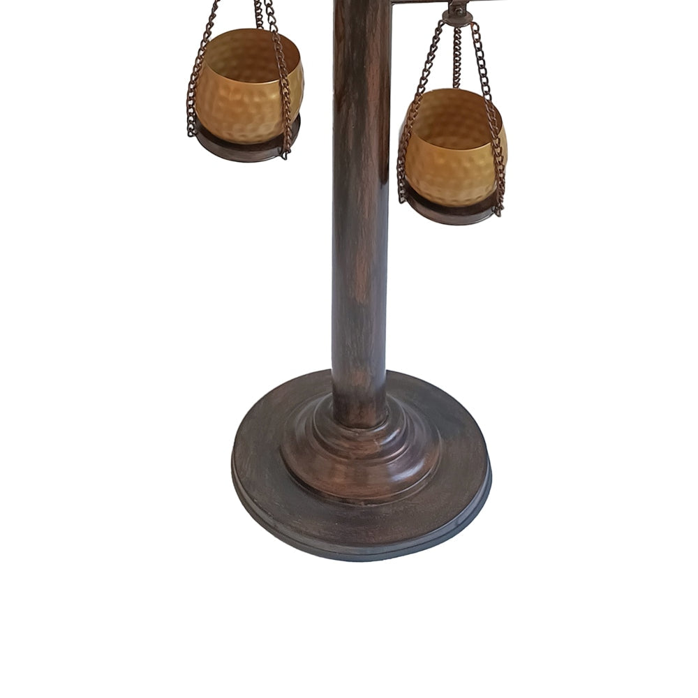 52 Inch Tall Plant Stand with 4 Hanging Pots Antique Bronze Gold Black By The Urban Port UPT-271313